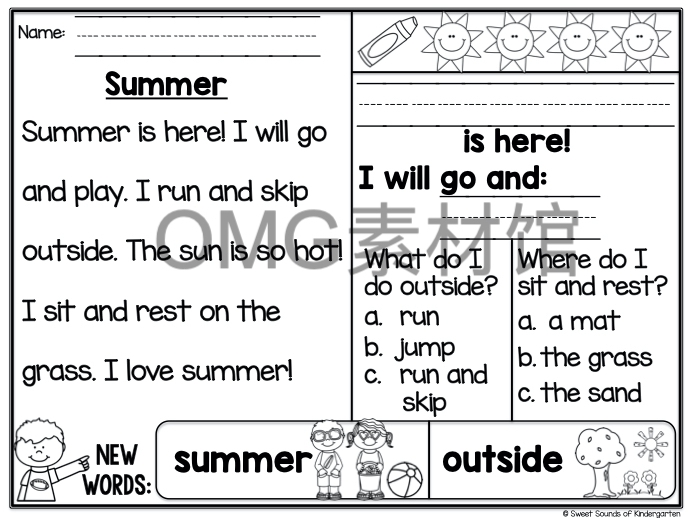 08.Kindergarten Reading Comprehension Passages- SUMMER_inside_01.jpg