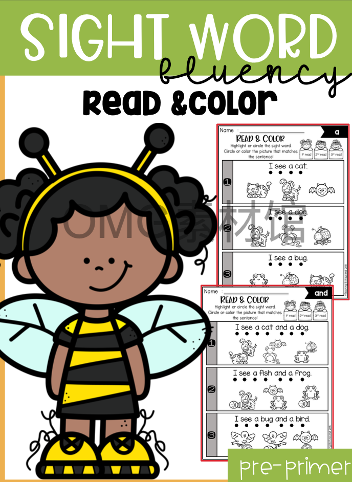 1.Sight Word Fluency Read and Color (Pre-Primer) _cover.png