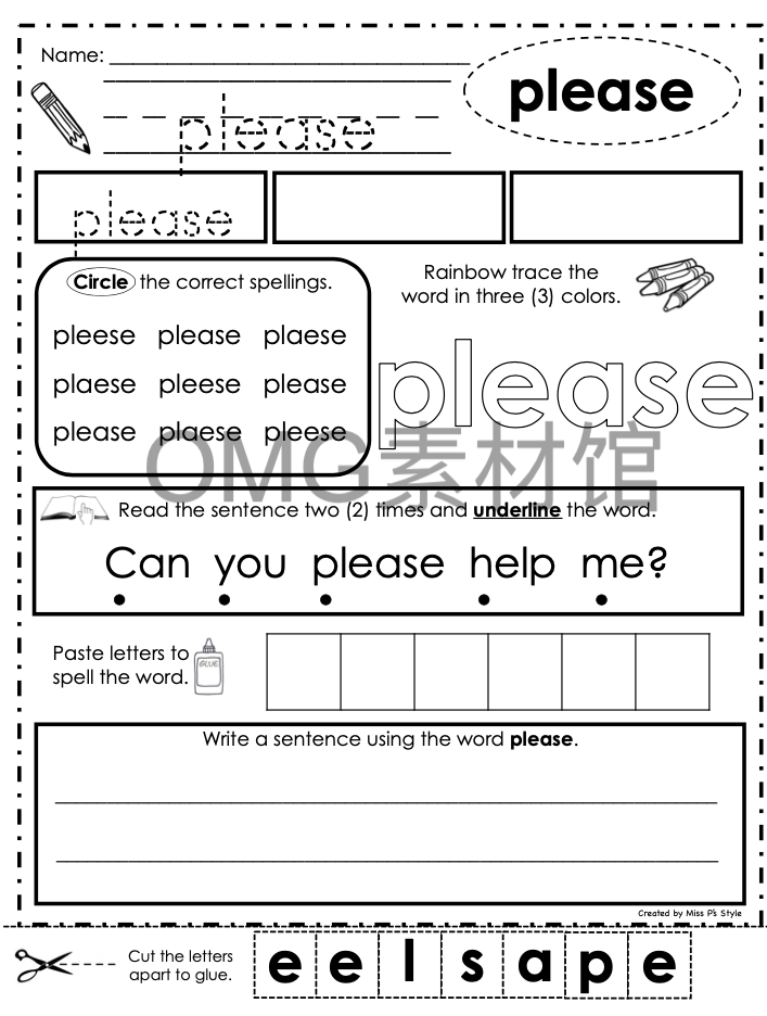 2.Sight Word Sheets Dolch Word List Primer_inside_02.png