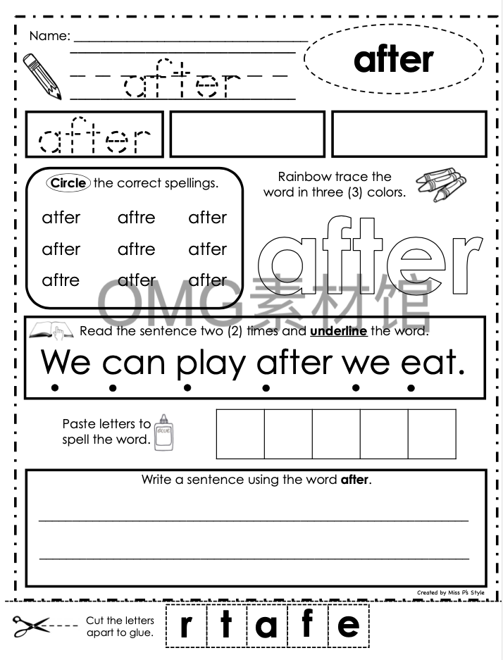 3.Sight Word Sheets Dolch Word List First Grade_inside_01.png