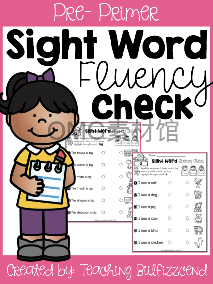 Sight Word Fluency Check (Set 1) - Pre-Primer _cover.png
