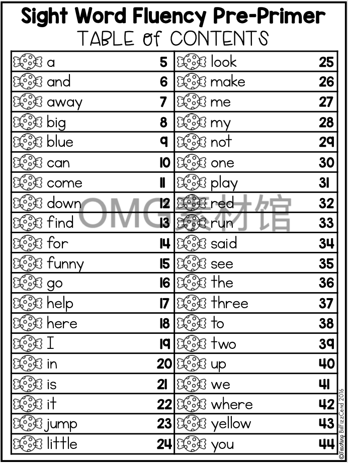 Sight Word Fluency Check (Set 1) - Pre-Primer _inside_01.png