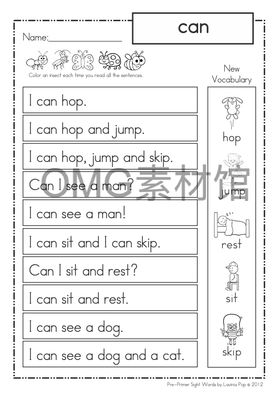 1.Sight Words Reading Homework - Pre-Primer_inside_03.png