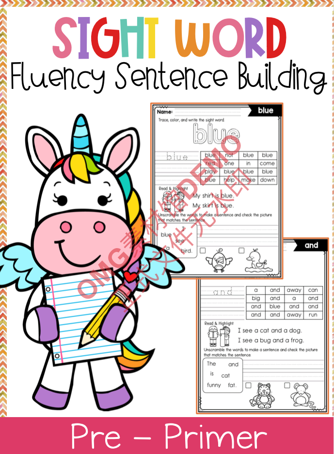 1 - Sight Word Fluency Sentence Scramble (Pre-Primer)_cover.png