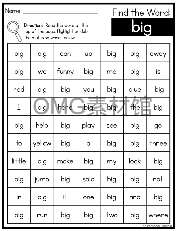 1.Find the Word Dolch Sight Words：Pre-Primer_inside_03.png