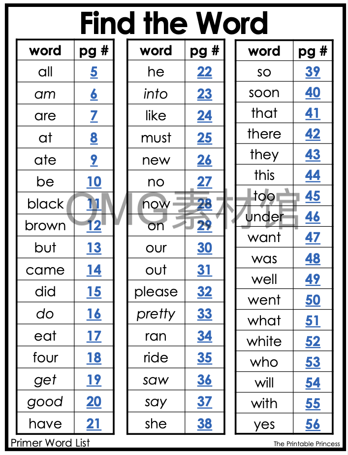 2.Find the Word Dolch Sight Words：Primer_inside_01.png